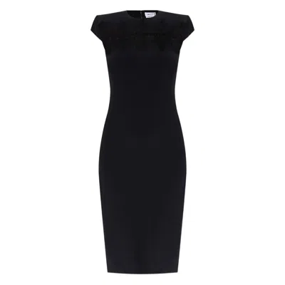 Alexander Mcqueen Cap-sleeve Lace-embroidered Midi Dress In Multi