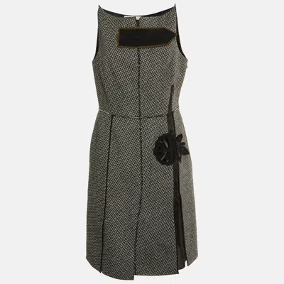 Pre-owned Prada Vintage Black Wool & Mohair Sleeveless Midi Dress L