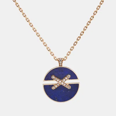 Pre-owned Chaumet Jeux De Liens Lapis Lazuli Diamonds 18k Rose Gold Necklace