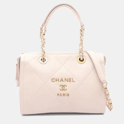 Pre-owned Chanel Small Bowling Matelasse Shoulder Tote Bag Leather Pink Ghw Cc