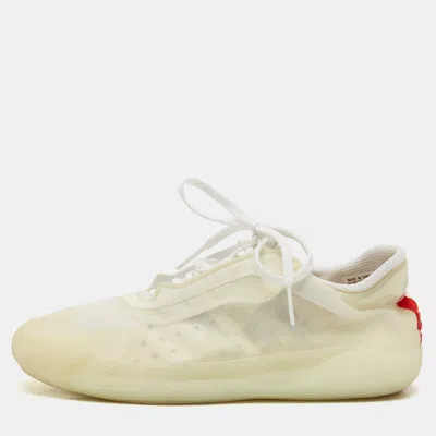 Pre-owned Prada X Adidas Cream Mesh And Rubber Luna Rosa Sneakers Size 41.5 In White