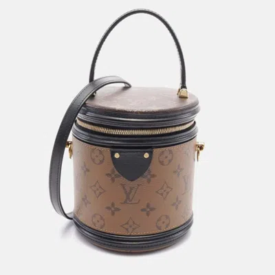 Pre-owned Louis Vuitton Cannes Brown Black Coated Canvas Leather Monogram Reverse Handbag