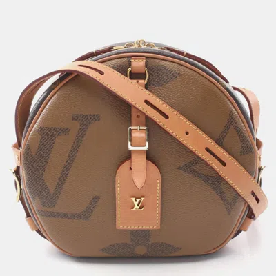 Pre-owned Louis Vuitton Boite Chapeau Souple Brown Monogram Giant Reverse Coated Canvas Leather Shoulder Bag