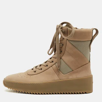Pre-owned Fear Of God Beige Nubuck Leather And Canvas Military Sneakers Size 41 In Sand