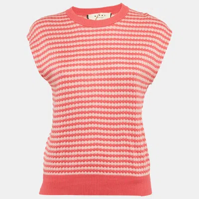 Pre-owned Marni Pink Honeycomb Pattern Cotton Sleeveless Jumper M