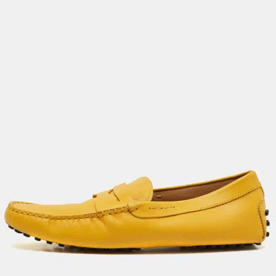 Pre-owned Tod's Yellow Leather Slip On Loafers Size 41.5