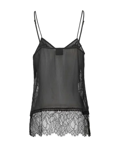 Pinko Lace-embroidered Camisole Top In Black