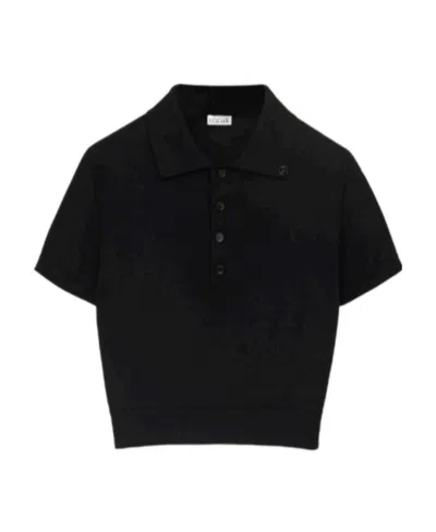 Loewe Cropped Polo Sweater In Silk In Black
