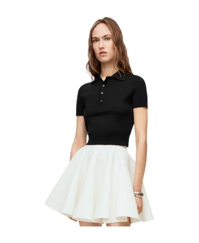 Loewe Cropped Polo Sweater In Silk In Black