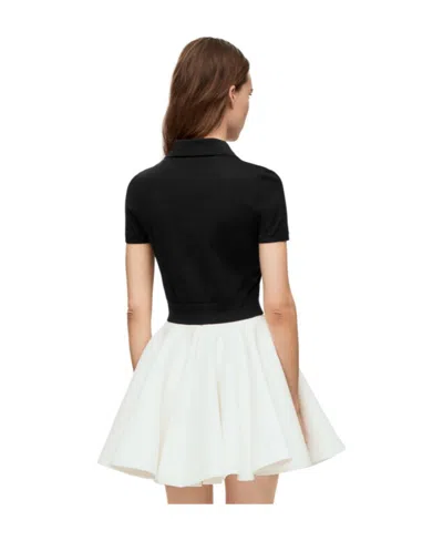 Loewe Cropped Polo Sweater In Silk In Black