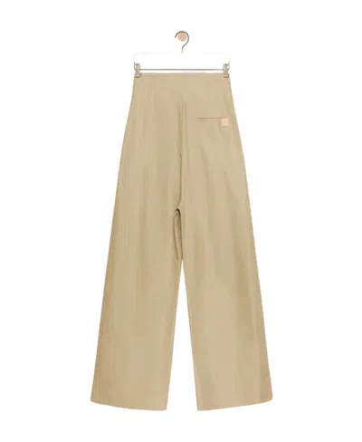 Loewe Wide Leg Trousers In Cotton And Linen In Brown