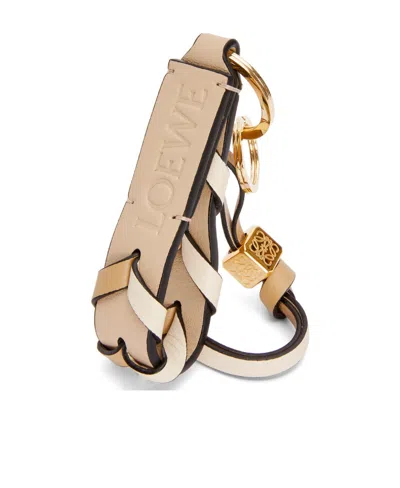 Loewe Braided Strap Keyring In Calfskin