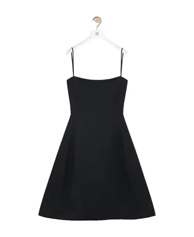 Loewe Strappy Dress In Silk And Wool In Black