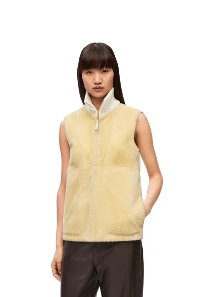 Loewe Puzzle Fold Vest In Shearling And Wool