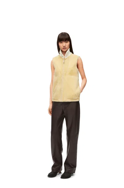 Loewe Puzzle Fold Vest In Shearling And Wool
