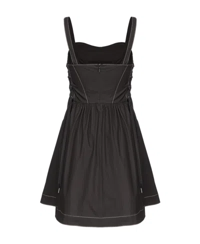 Pinko Poplin Cotton Amazonia Flared Dress With Lace-up Details In Black