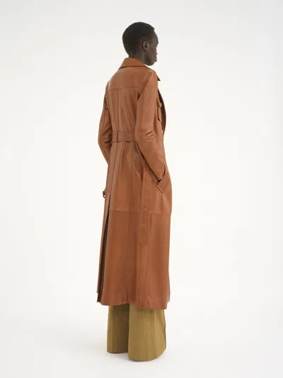 Chloé Long-sleeved Soft Leather Windbreaker In Brown