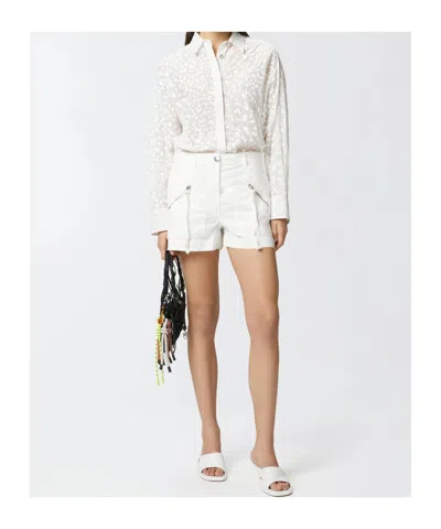Pinko Cotton Shorts With Pockets And Zip In White