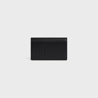 Celine Long Card Holder With Flap Triomphe  In Shiny Calfskin