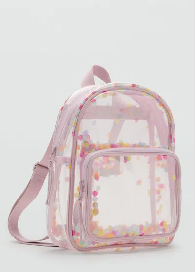 Mango Transparent Confetti Backpack Pale Pink