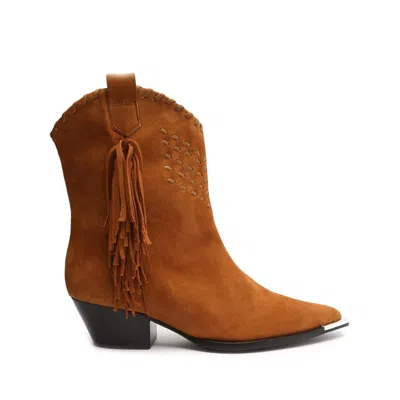 Schutz Alexxa Boot Women's Us 5.5 Brown Suede Pointed Toe Ankle Bootie Khd1028