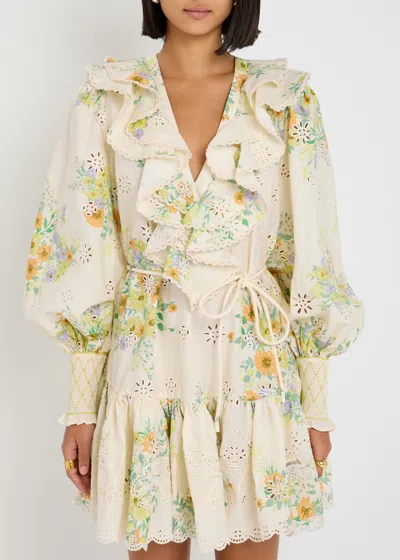 Alemais Juliette Embroidered Cotton Mini Dress In Multi
