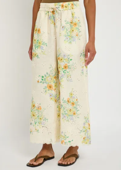 Alemais Juliette Embroidered Flax Trousers In Metallic
