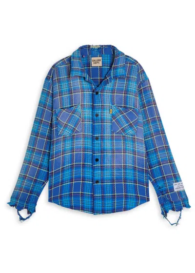 Gallery Dept. Marley Plaid Cotton Flannel Jacket In Blue