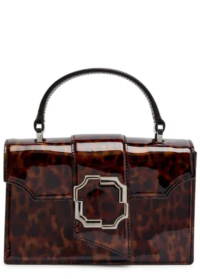 Malone Souliers Audrey Mini Leopard-print Patent Leather Top Handle Bag