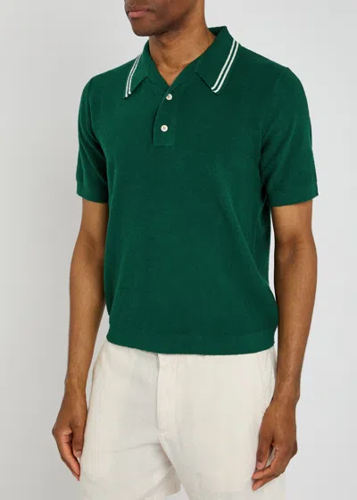 Wax London Alblion Bouclé Polo Shirt In Green