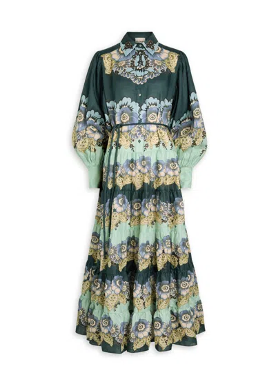Alemais Madalena Printed Ramie Midi Shirt Dress In Multi