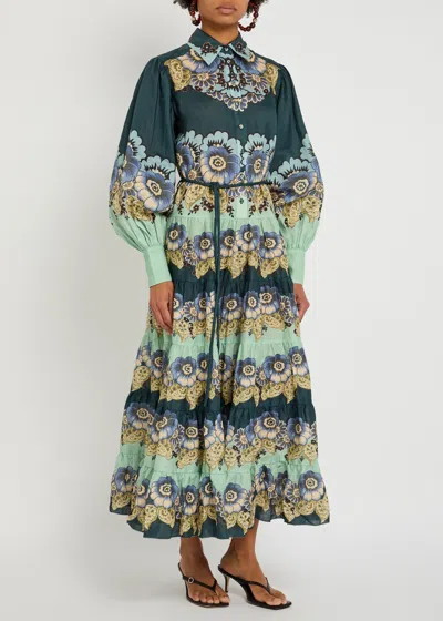 Alemais Madalena Printed Ramie Midi Shirt Dress In Multi