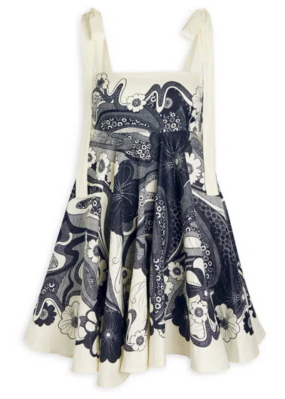 Alemais Mickey Floral-print Linen Mini Dress In Blue