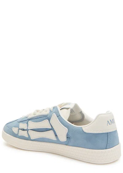 Amiri Pacific Bones Appliquéd Suede Sneakers In Blue