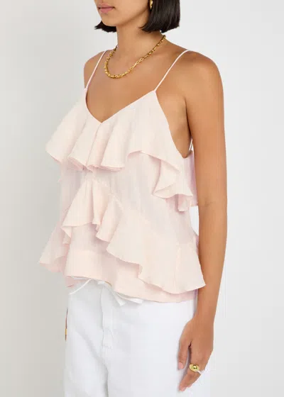 Skall Studio Benedicte Ruffled Linen Top In Neutral