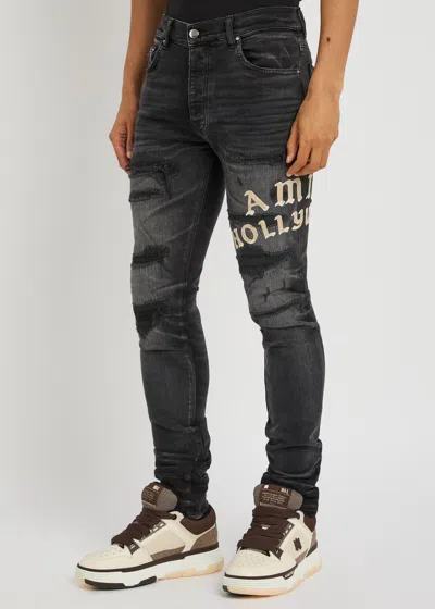 Amiri Hollywood Stretch-denim Slim-leg Jeans In Black