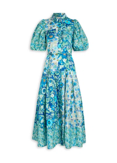 Alemais Sacha Puff-sleeve Midi Shirt Dress