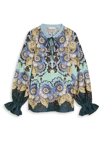 Alemais Madalena Relaxed Balloon-sleeve Blouse In Blue