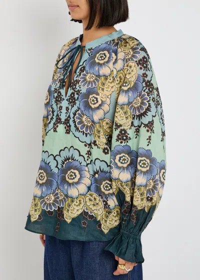 Alemais Madalena Relaxed Balloon-sleeve Blouse In Blue