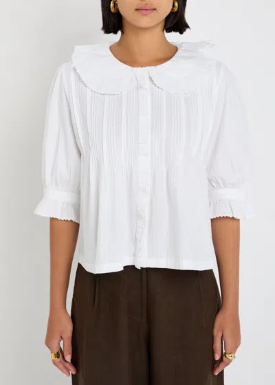 Skall Studio Viola Embroidered Cotton Blouse In White