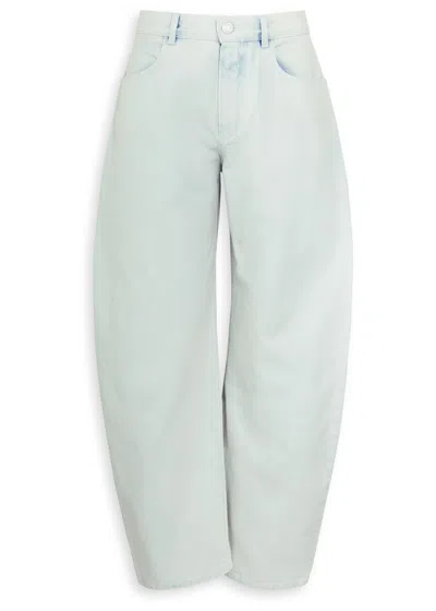 Alaïa Low Round Barrel-leg Jeans In Blue