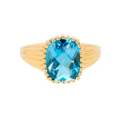 Tiramisu Gold Plated Over Silver Swiss Blue Topaz Solitaire Rings