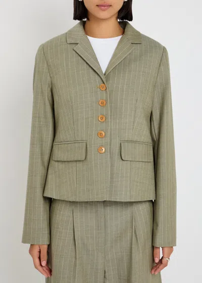 Skall Studio Blonde Pinstripe Wool Jacket In Green