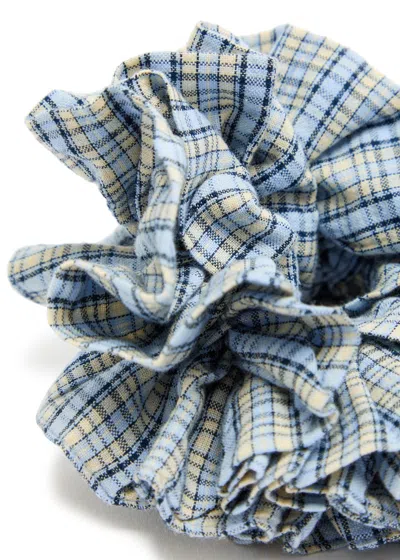 Damson Madder Garter Checked Cotton Scrunchie