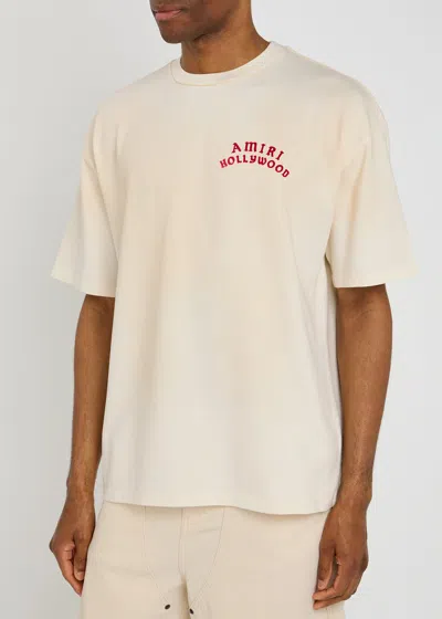 Amiri Mens Ivory Red Holly Text-print Cotton T-shirt Xl In Neutral