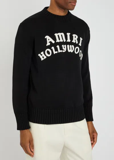 Amiri Black Sweater With Maxi Logo Lettering On The Front In Black