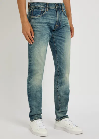 Hugo Boss Mens Medium Blue Beckham X Boss Slim-leg Mid-rise Stretch-denim Jeans In Blue