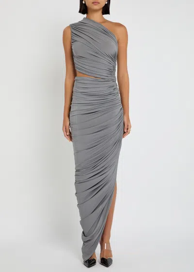 Alaïa Cut-out Stretch-jersey Midi Dress In Gray
