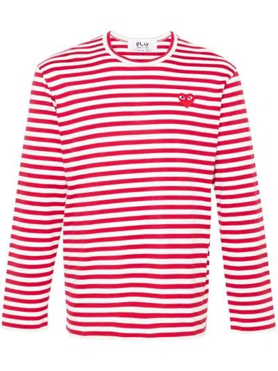 Comme Des Garçons Emblem Heart Cotton T-shirt In Red