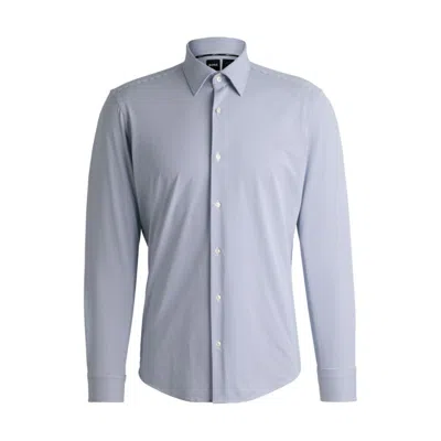Hugo Boss Regular-fit Shirt In Structured Performance-stretch Fabric In Blue